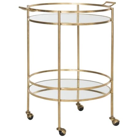 Safavieh Lavinia Bar Cart- Gold and Mirror Top - 33 x 26 x 26 in. FOX2552B